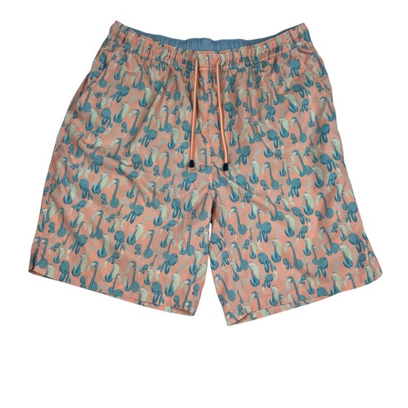 Peter Millar Other - Peter Millar EUC Swim Trunks Men's L Peach Flamingo Print Seaside Board Shorts